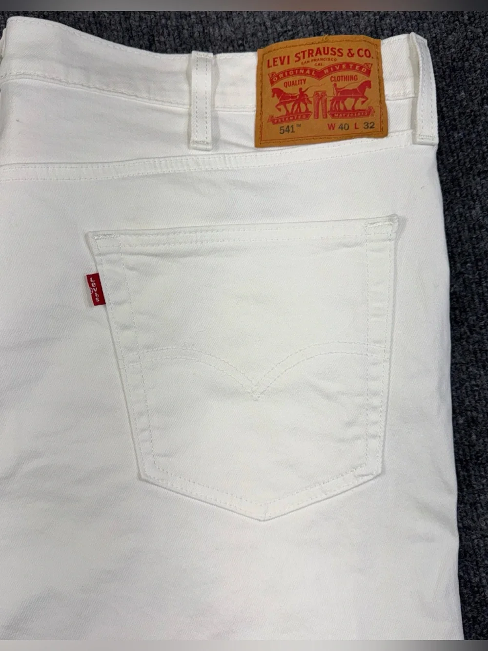 Levi Strauss 541 Straight Leg Mens White Denim Jeans 40x32 Solid Classic Levis